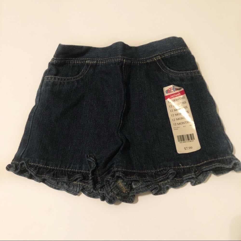 Jean Shorts with ruffle hem, size 12 mos